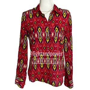 Tory Burch Magenta Ikat Print Top 6 EUC